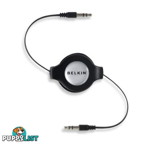 Belkin Retractable Car Stereo Cable 3.5mm Male to 3.5mm Male - Black - Belkin - 722868639238