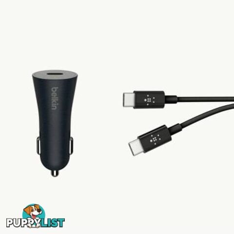 Belkin BOOSTCHARGE USB-C Car Charger Plus Cable With Quick Charge - Black - Belkin - 745883772575