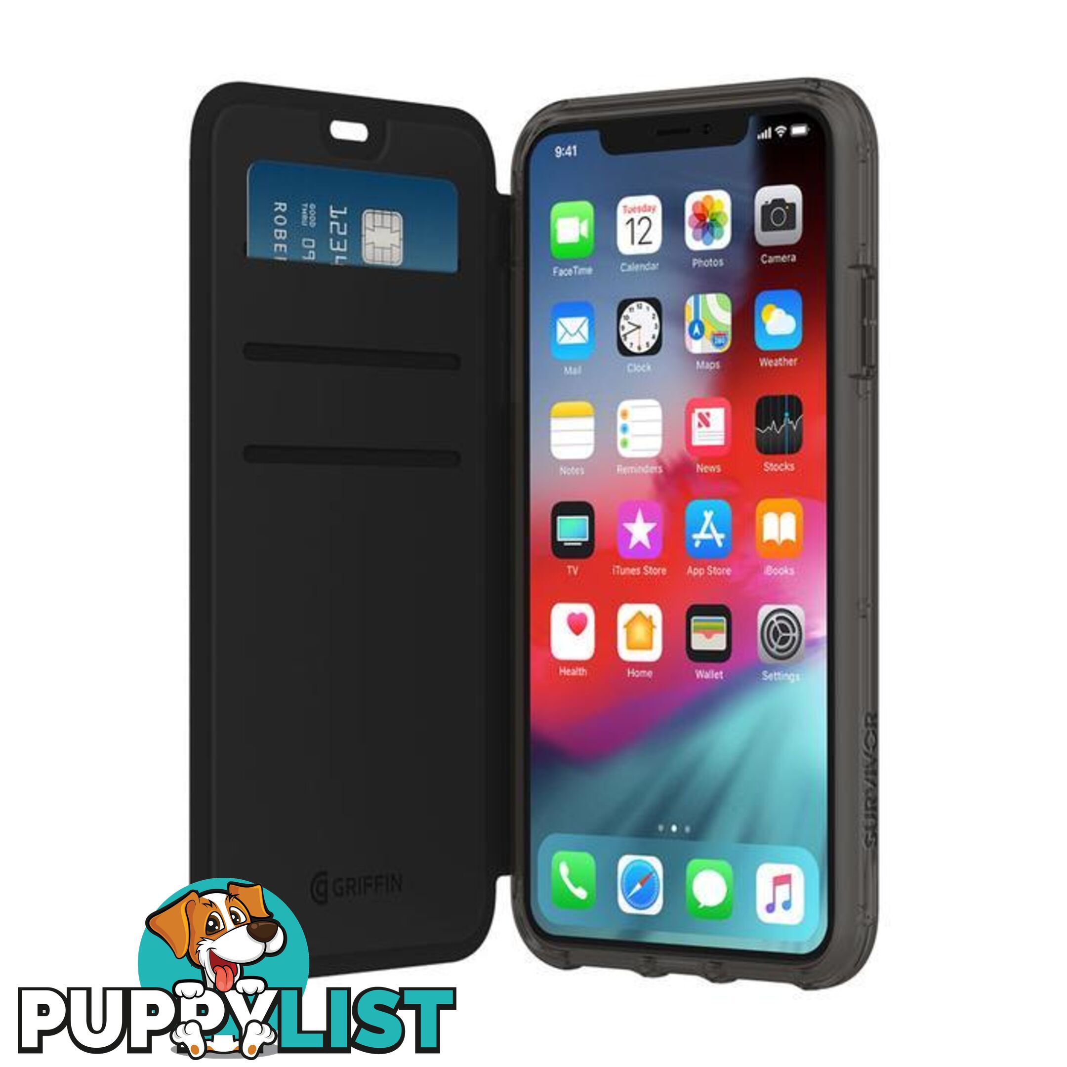 Griffin Survivor Clear Wallet for iPhone Xs Max - Blk/Clr - Griffin - 191058093608