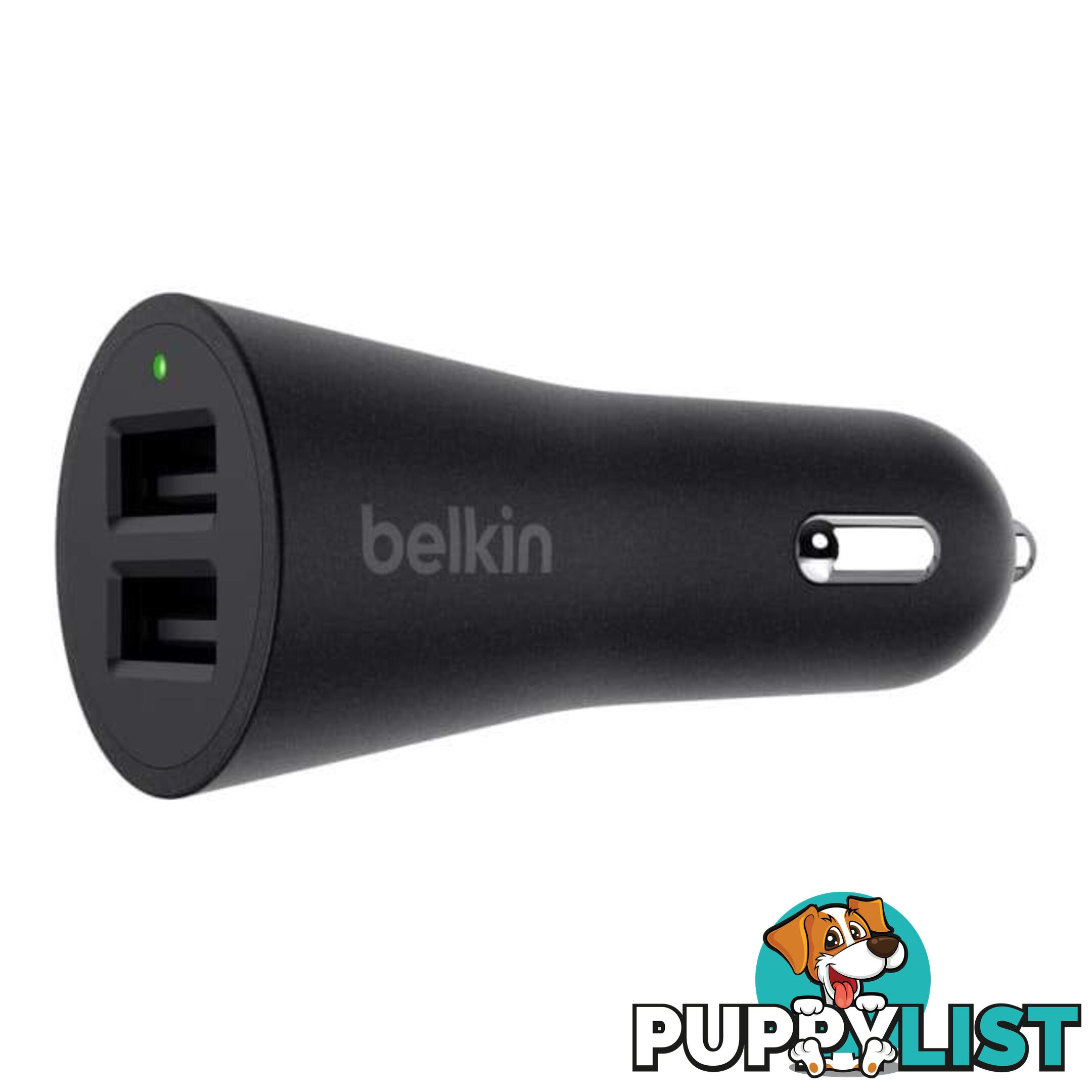 Belkin BOOSTUP 2-Port 24W Metallic Car Charger - Black - Belkin - 745883670130