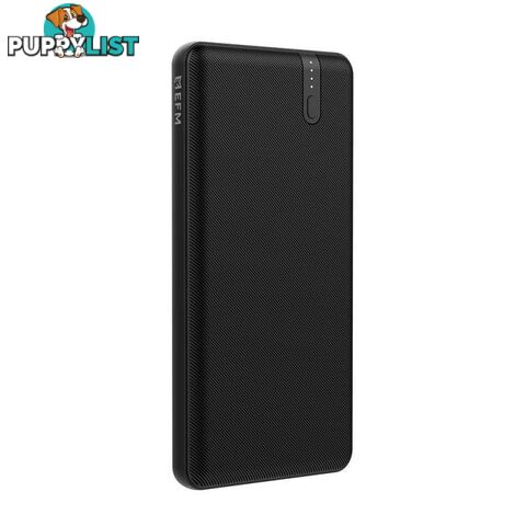 EFM 10000mAh Portable Power Bank With Type C PD18W and QC3.0 Dual USB-A Ports EFM 10000mAh Portable Power Bank Type-C PD18W/QC3.0 and Dual USB-A Outputs QC3.0 - Black - EFM - 9319655074146