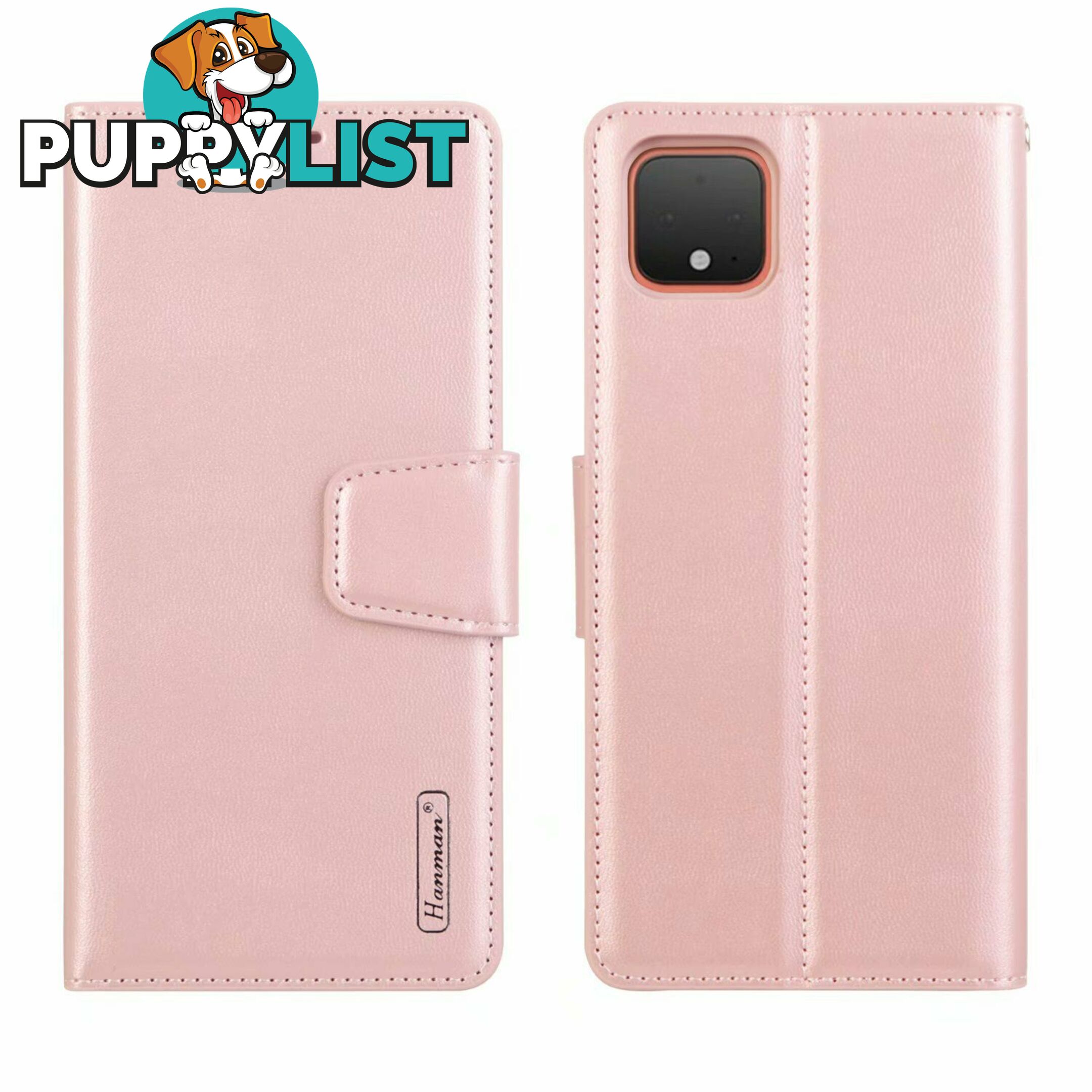 HANMAN Magnetic Wallet Leather Card Flip Case Stand Cover For Google Pixel 4 - Hanman - Rose Gold