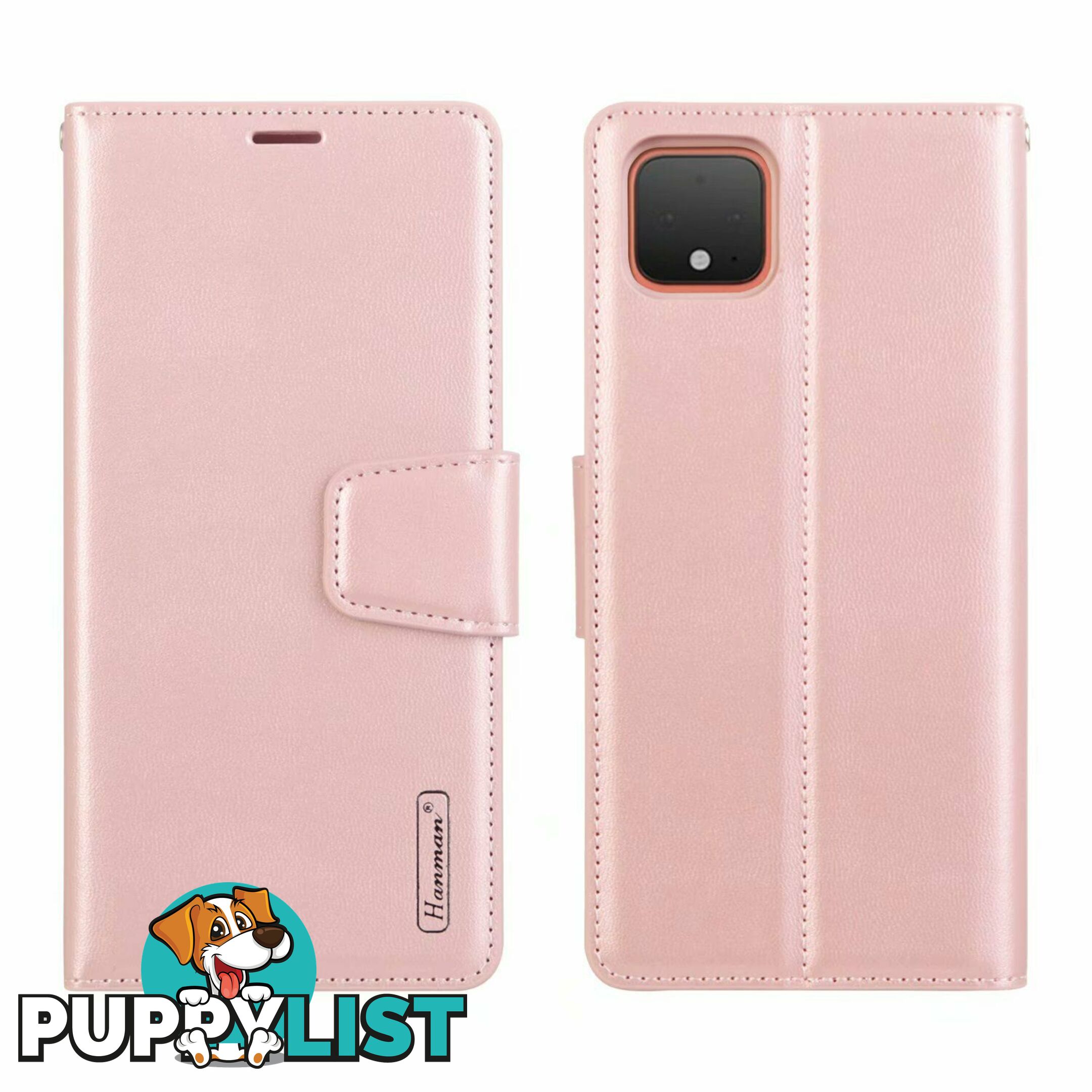 HANMAN Magnetic Wallet Leather Card Flip Case Stand Cover For Google Pixel 4 XL - Hanman - Rose Gold