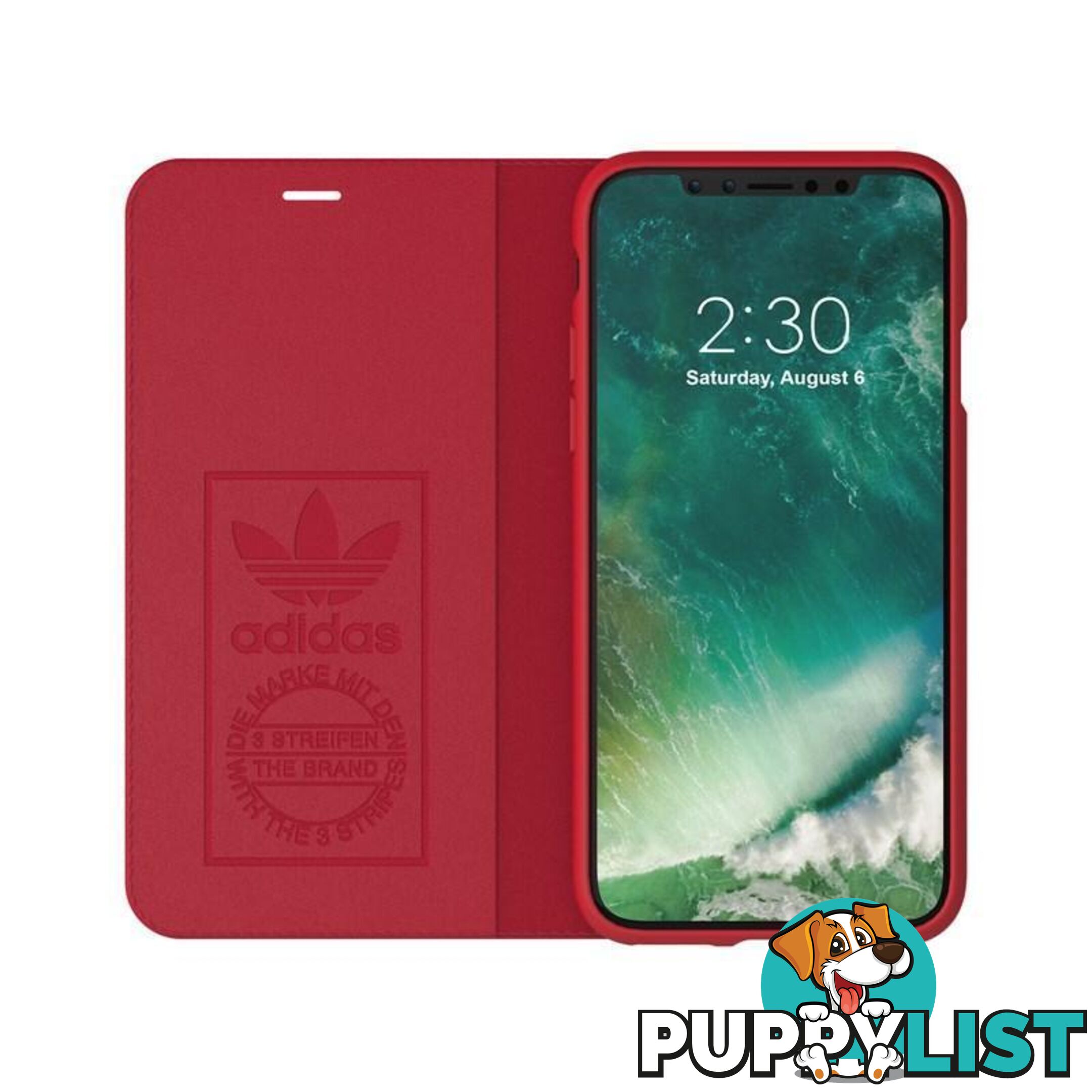 Adidas (Adidas) Clover Classic PU Leather Flip for iPhone X/Xs - Adidas - Blue - 8718846047357