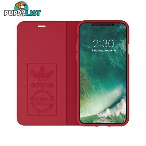 Adidas (Adidas) Clover Classic PU Leather Flip for iPhone X/Xs - Adidas - Blue - 8718846047357