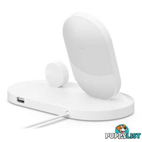 Belkin BOOSTUP Wireless Charging Dock For iPhone/Apple Watch/USB-A port - White - Belkin - 745883762859