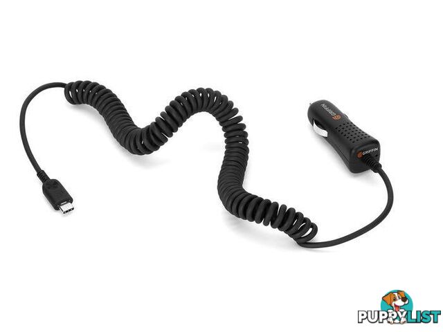 Griffin PowerJolt SE 3.0A Car Charger Coiled USB-C - Griffin - 685387428496