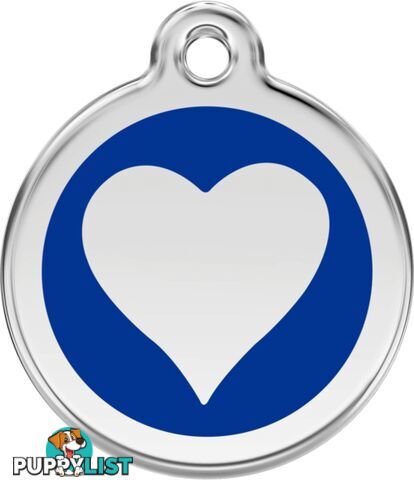 RED DINGO ENAMEL DARK BLUE HEART TAG - LIFETIME GU