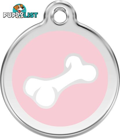 RED DINGO 2D BONE TAG LIGHT PINK - LIFETIME GUARAN