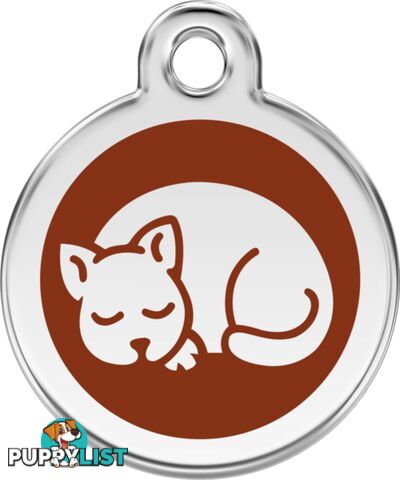 RED DINGO ENAMEL KITTEN TAG - BROWN - LIFETIME GUA