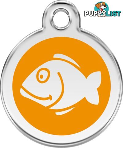 RED DINGO ENAMEL FISH TAG - ORANGE - LIFETIME GUAR