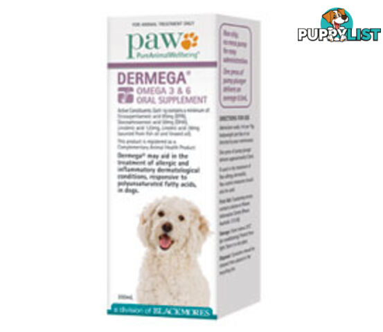 PAW DERMEGA OMEGA 3 & 6 ORAL SUPPLEMENT 200ML