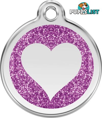 RED DINGO GLITTER PURPLE HEART TAG - LIFETIME GUAR