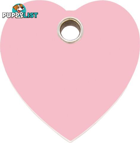 RED DINGO - PLASTIC HEART TAG - PINK ENGRAVED