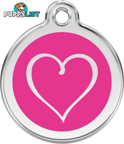 RED DINGO ENAMEL TRIBAL HEART TAG - HOT PINK - LIF