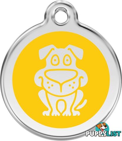 RED DINGO ENAMEL DOG TAG - YELLOW - LIFETIME GUARA