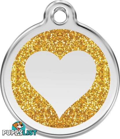 RED DINGO GLITTER GOLD HEART TAG - LIFETIME GUARAN