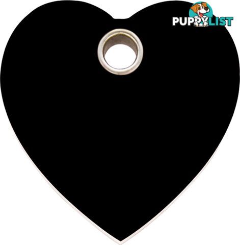 RED DINGO - PLASTIC HEART TAG - BLACK ENGRAVED