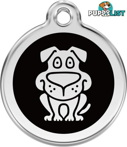 RED DINGO ENAMEL DOG TAG - BLACK - LIFETIME GUARAN