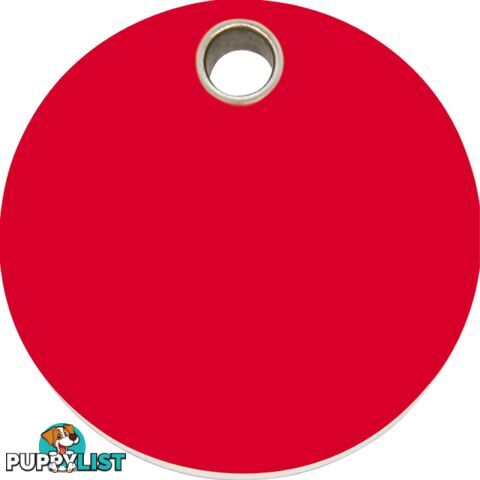 RED DINGO - PLASTIC CIRCLE TAG - RED ENGRAVED