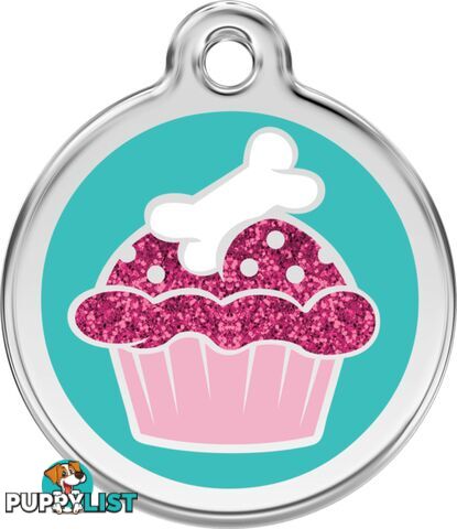 RED DINGO CUPCAKE GLITTER AQUA TAG - LIFETIME GUAR