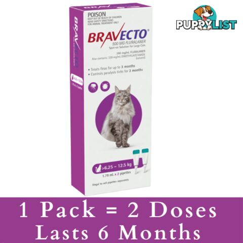 BRAVECTO SPOT ON FOR LARGE CATS 6.25KG-12.5KG (PUR