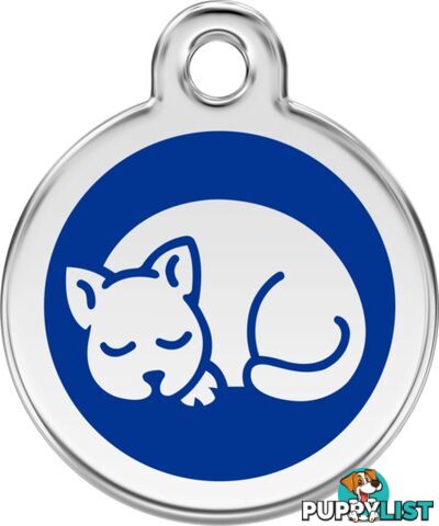 RED DINGO ENAMEL KITTEN TAG - DARK BLUE - LIFETIME