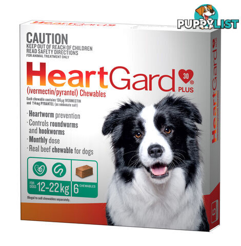 HEARTGARD PLUS CHEWS FOR MEDIUM DOGS 12-22KG (GREE