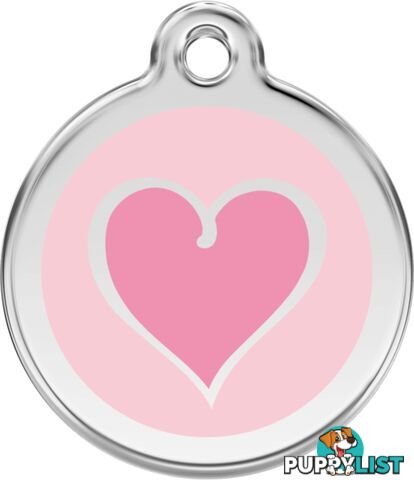 RED DINGO ENAMEL HOT PINK/PINK HEART TAG - LIFETIM