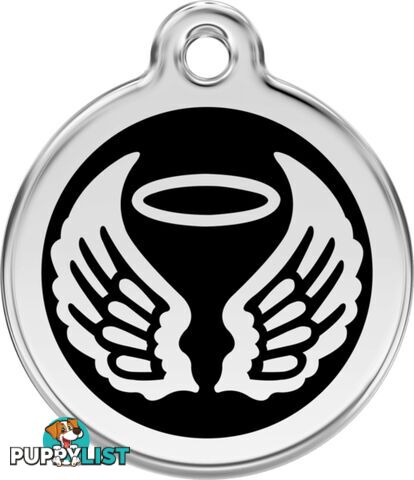 RED DINGO ENAMEL ANGEL WINGS TAG - BLACK - LIFETIM