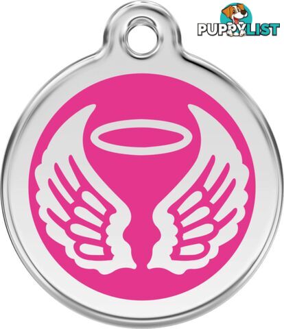 RED DINGO ENAMEL ANGEL WINGS TAG -HOT PINK - LIFET