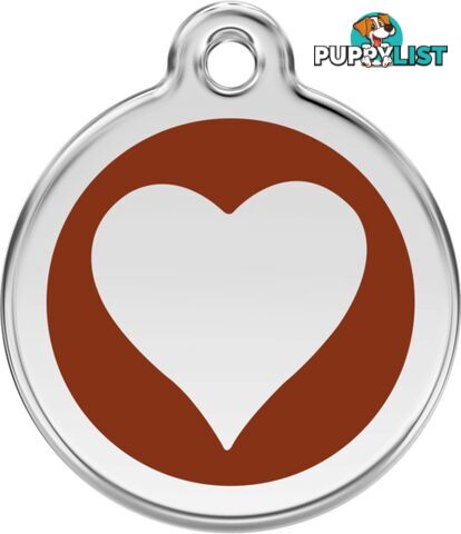 RED DINGO ENAMEL BROWN HEART TAG - LIFETIME GUARAN