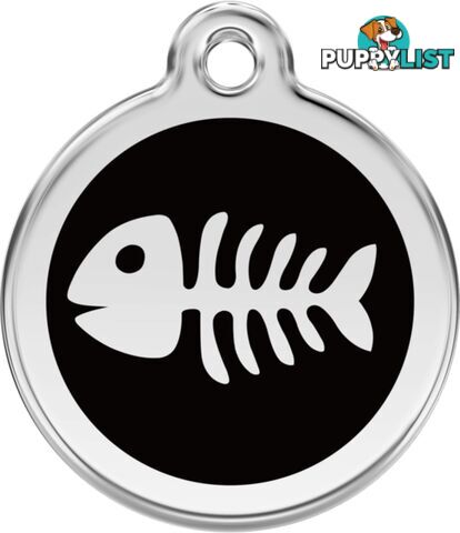 RED DINGO ENAMEL FISH BONE TAG - BLACK - LIFETIME