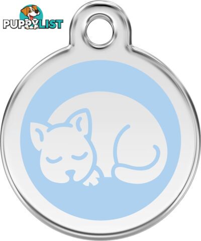 RED DINGO ENAMEL KITTEN TAG - LIGHT BLUE - LIFETIM