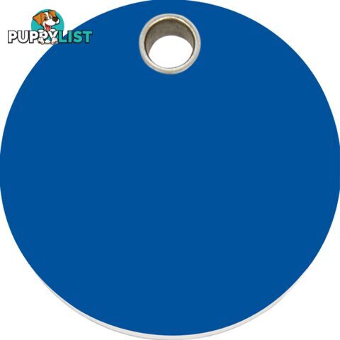 RED DINGO - PLASTIC CIRCLE TAG - DARK BLUE ENGRAV