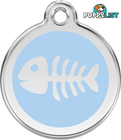 RED DINGO ENAMEL FISH BONE TAG - LIGHT BLUE - LIFE