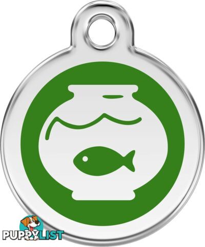 RED DINGO ENAMEL FISH BOWL TAG - GREEN - LIFETIME