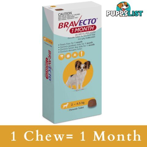 BRAVECTO MONTHLY CHEW TABLET FOR VERY SMALL DOGS 2