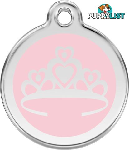 RED DINGO ENAMEL CROWN TAG PINK - LIFETIME GUARANT