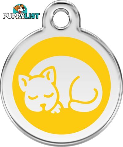 RED DINGO ENAMEL KITTEN TAG - YELLOW - LIFETIME GU