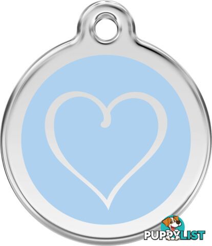 RED DINGO ENAMEL TRIBAL HEART TAG - LIGHT BLUE - L