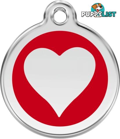 RED DINGO ENAMEL RED HEART TAG - LIFETIME GUARANTE