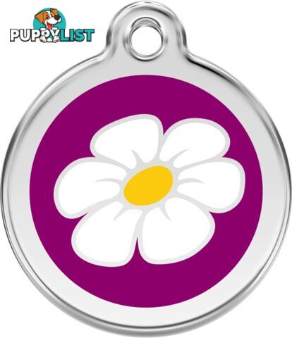 RED DINGO ENAMEL DAISY TAG - PURPLE - LIFETIME GUA