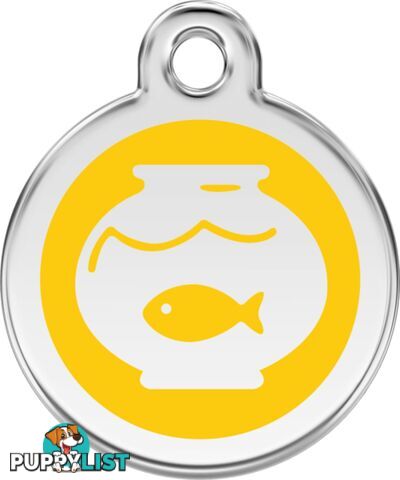 RED DINGO ENAMEL FISH BOWL TAG - YELLOW - LIFETIME