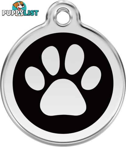 RED DINGO ENAMEL PAW PRINT TAG BLACK - LIFETIME GU