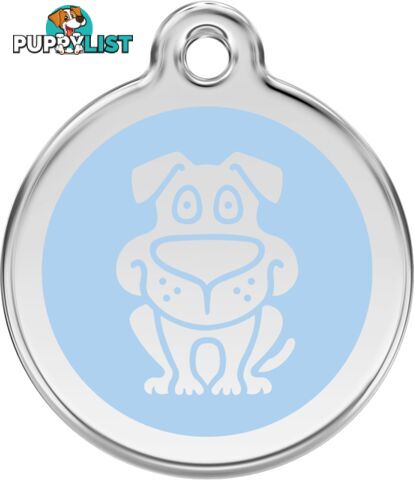 RED DINGO ENAMEL DOG TAG - LIGHT BLUE - LIFETIME G