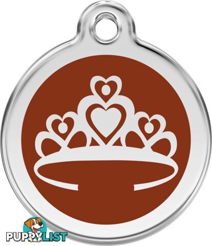 RED DINGO ENAMEL CROWN TAG BROWN - LIFETIME GUARAN