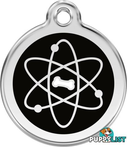 RED DINGO ENAMEL BLACK ATOM TAG - LIFETIME GUARANT