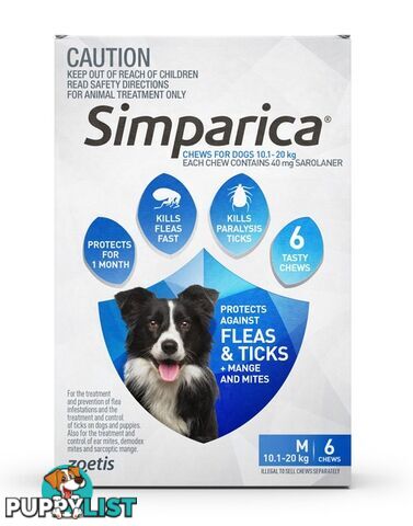 SIMPARICA MEDIUM DOG 10.1-20KG (BLUE) 40MG