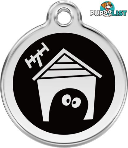 RED DINGO ENAMEL DOG HOUSE TAG - BLACK - LIFETIME